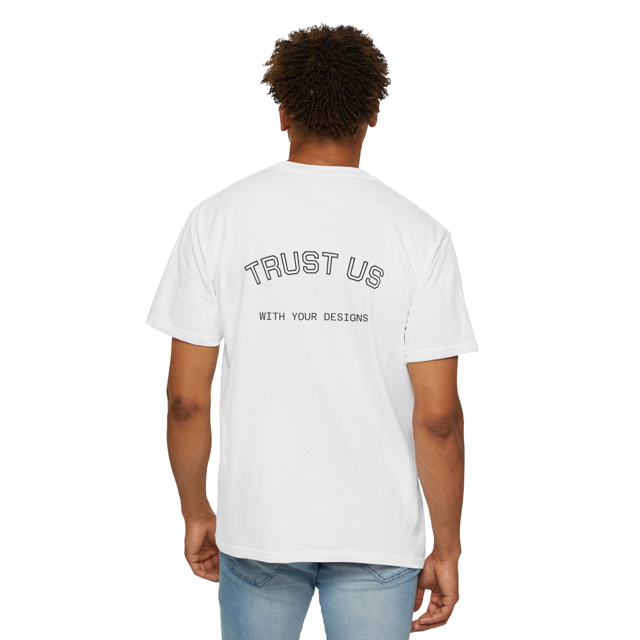 Minimal Eye Graphic T-Shirt — "Trust Us" Back Print
