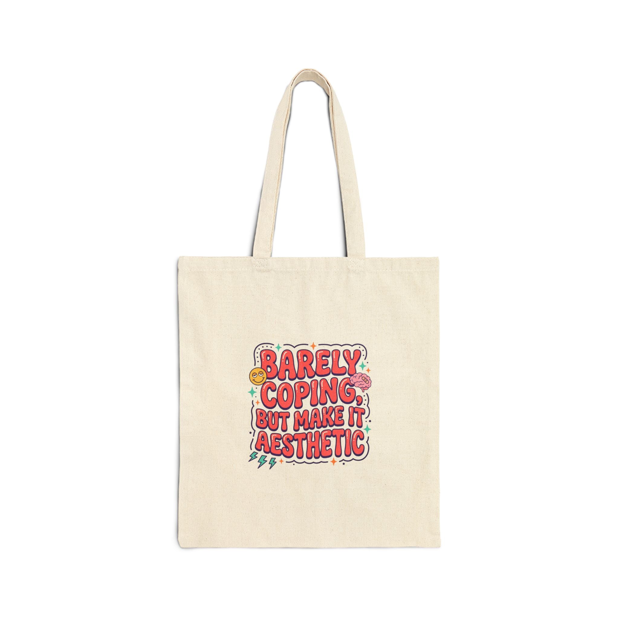 Barely Coping But Make It Aesthetic Tote | mental health humor, wellness sarcasm