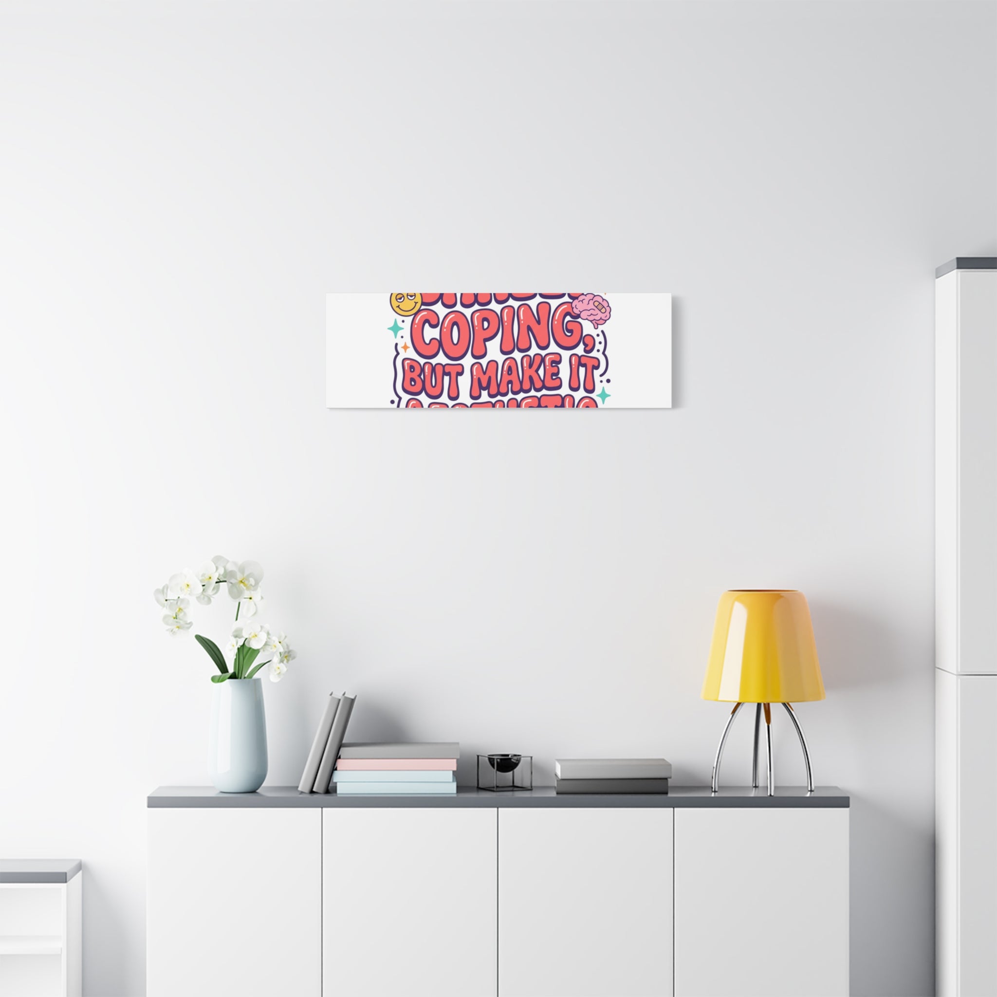 Barely Coping But Make It Aesthetic Canvas | mental health humor, wellness sarcasm