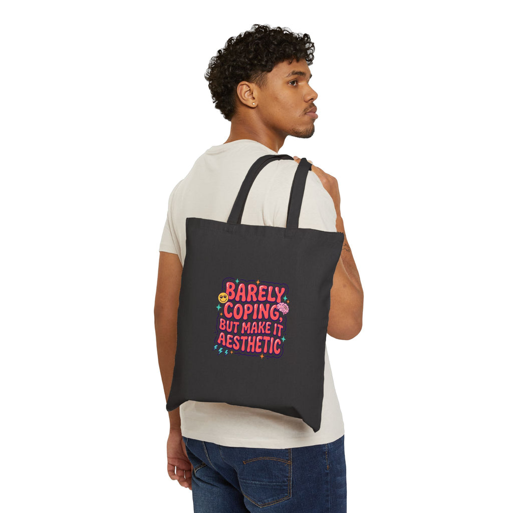 Barely Coping But Make It Aesthetic Tote | mental health humor, wellness sarcasm