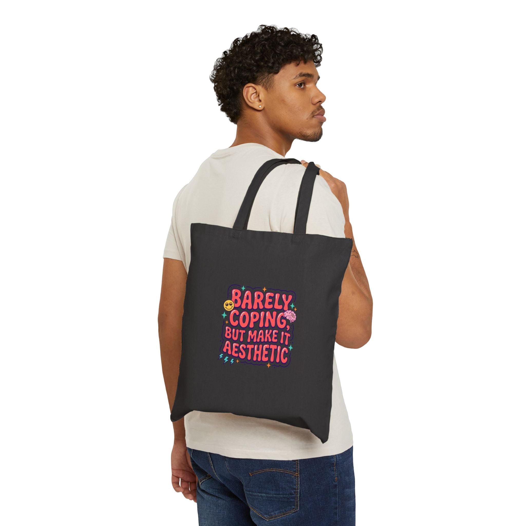 Barely Coping But Make It Aesthetic Tote | mental health humor, wellness sarcasm